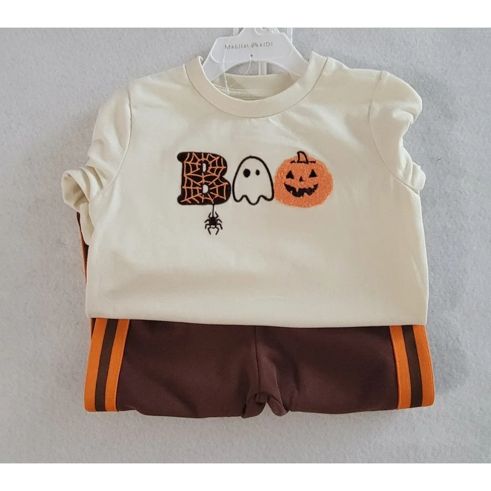 Magical Kids Boys Set 2-Piece Sweatshirt & Pants Halloween 12M Beige And Brown N